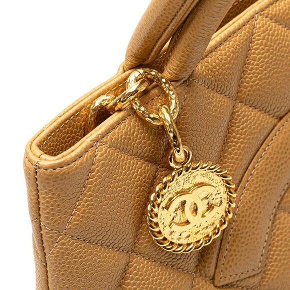 CHANEL Brown Caviar Leather Logo Tote Bag - Picture 8 of 13